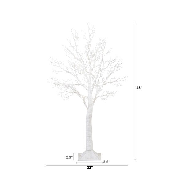 4 Pre-Lit Artificial White Twig Tree with 160 Warm White LED Lights - SKU #T4924 - 1