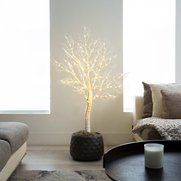 4 Pre-Lit Artificial White Twig Tree with 160 Warm White LED Lights - SKU #T4924 - 5