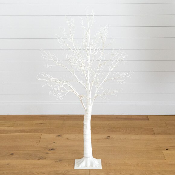 4 Pre-Lit Artificial White Twig Tree with 160 Warm White LED Lights - SKU #T4924 - 8