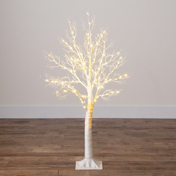 4 Pre-Lit Artificial White Twig Tree with 160 Warm White LED Lights - SKU #T4924 - 11