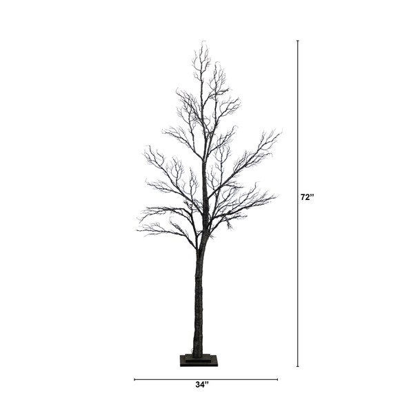 6 Pre-Lit Halloween Minimalist Twig Artificial Fall Tree with 320 Orange Purple LED Lights - SKU #T4926 - 1