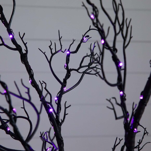 6 Pre-Lit Halloween Minimalist Twig Artificial Fall Tree with 320 Orange Purple LED Lights - SKU #T4926 - 2