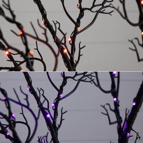 6 Pre-Lit Halloween Minimalist Twig Artificial Fall Tree with 320 Orange Purple LED Lights - SKU #T4926 - 4