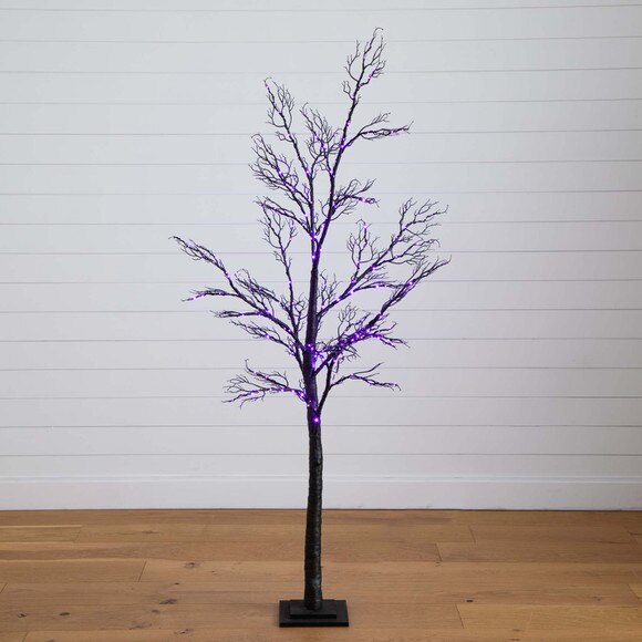 6 Pre-Lit Halloween Minimalist Twig Artificial Fall Tree with 320 Orange Purple LED Lights - SKU #T4926 - 10