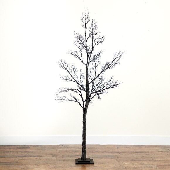 6 Pre-Lit Halloween Minimalist Twig Artificial Fall Tree with 320 Orange Purple LED Lights - SKU #T4926 - 13