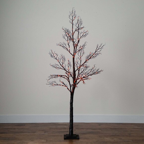 6 Pre-Lit Halloween Minimalist Twig Artificial Fall Tree with 320 Orange Purple LED Lights - SKU #T4926 - 14
