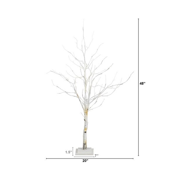 4 Pre-Lit Artificial White Birch Tree with 51 White LED Lights - SKU #T4930 - 1