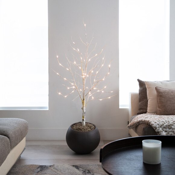 4 Pre-Lit Artificial White Birch Tree with 51 White LED Lights - SKU #T4930 - 6