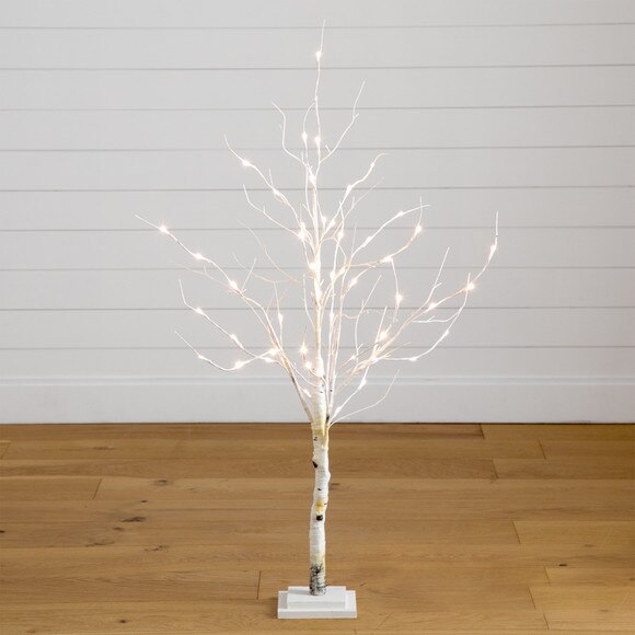 4 Pre-Lit Artificial White Birch Tree with 51 White LED Lights - SKU #T4930 - 8