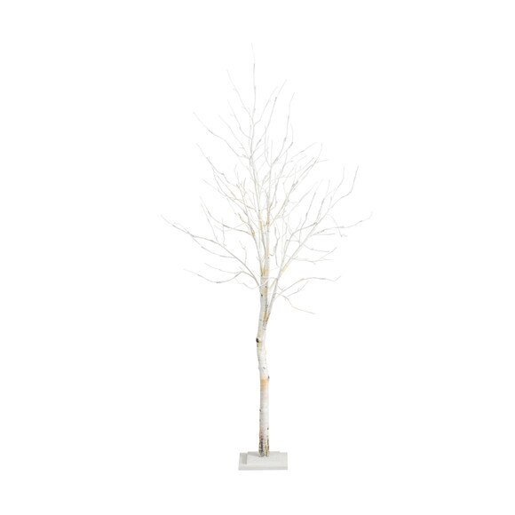 6 Pre-Lit Artificial White Birch Tree with 90 White LED Lights - SKU #T4931