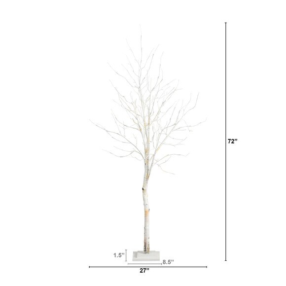 6 Pre-Lit Artificial White Birch Tree with 90 White LED Lights - SKU #T4931 - 1