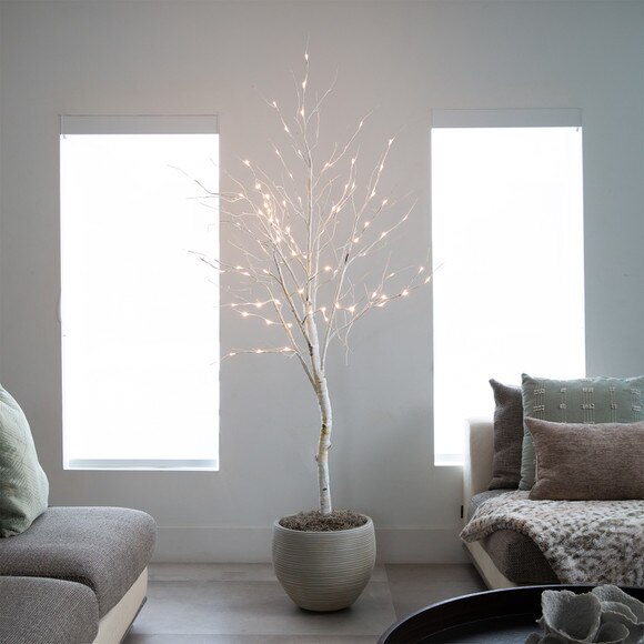 6 Pre-Lit Artificial White Birch Tree with 90 White LED Lights - SKU #T4931 - 6