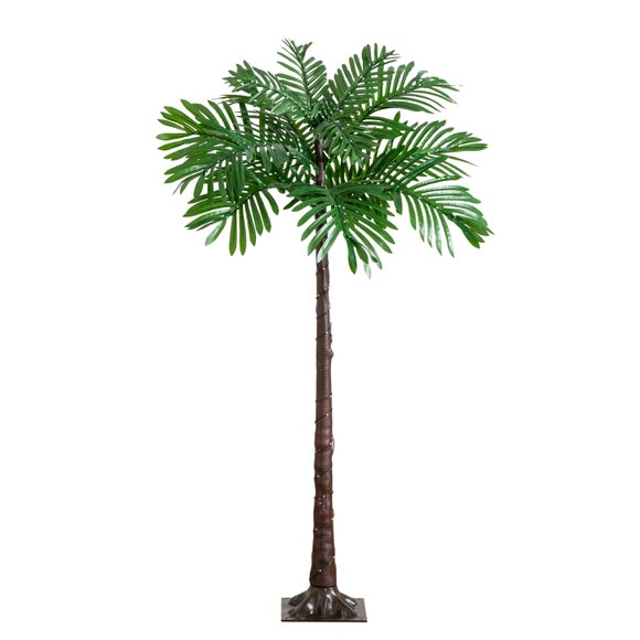 4 UV Resistant Lighted Artificial Palm Tree with 127 Warm White LED Lights Indoor/Outdoor - SKU #T4943