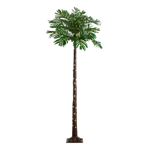 6 UV Resistant Lighted Artificial Palm Tree with 206 Warm White LED Lights Indoor/Outdoor - SKU #T4944