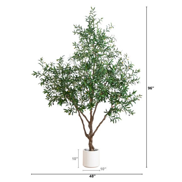 8 Artificial Grand Olive Tree in White Decorative Planter - SKU #T4945 - 1