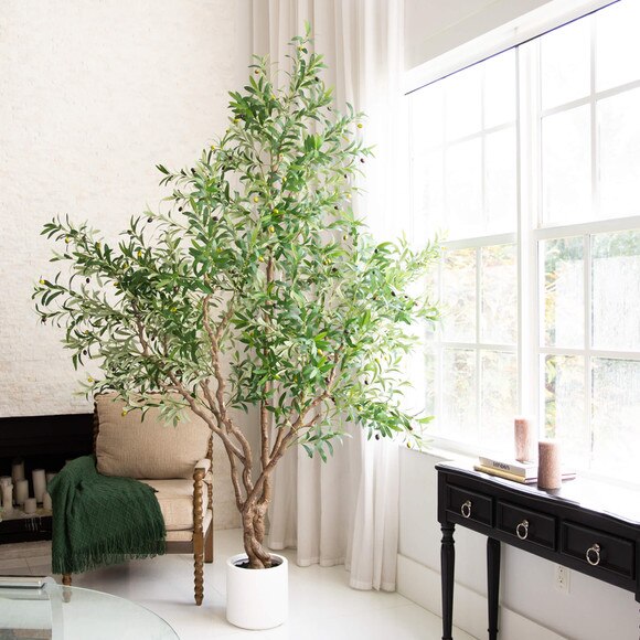 8 Artificial Grand Olive Tree in White Decorative Planter - SKU #T4945 - 7