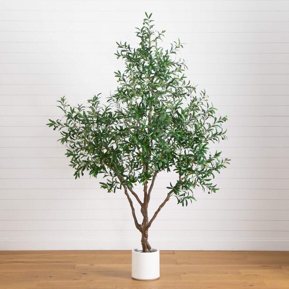 8 Artificial Grand Olive Tree in White Decorative Planter - SKU #T4945 - 9