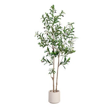 5 Artificial Minimalist Olive Tree in White Decorative Planter - SKU #T4949