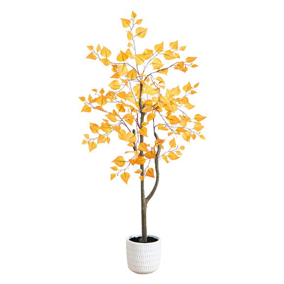 4 Artificial Autumn Fall Tree in White Deco Container - SKU #T4950 - 5