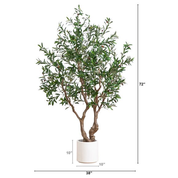 6 Artificial Grand Olive Tree in White Decorative Planter - SKU #T4962 - 1