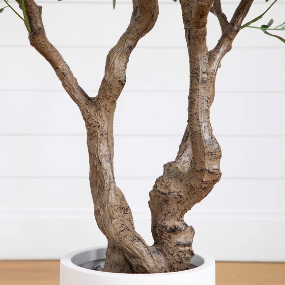 6 Artificial Grand Olive Tree in White Decorative Planter - SKU #T4962 - 4