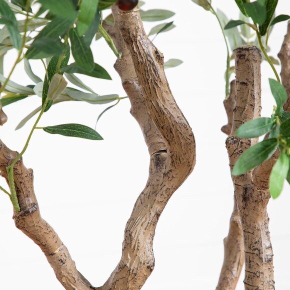 6 Artificial Grand Olive Tree in White Decorative Planter - SKU #T4962 - 6