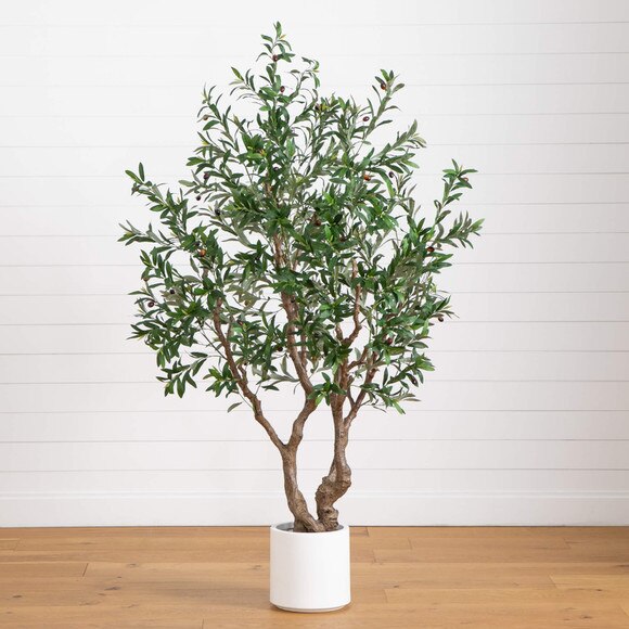 6 Artificial Grand Olive Tree in White Decorative Planter - SKU #T4962 - 10
