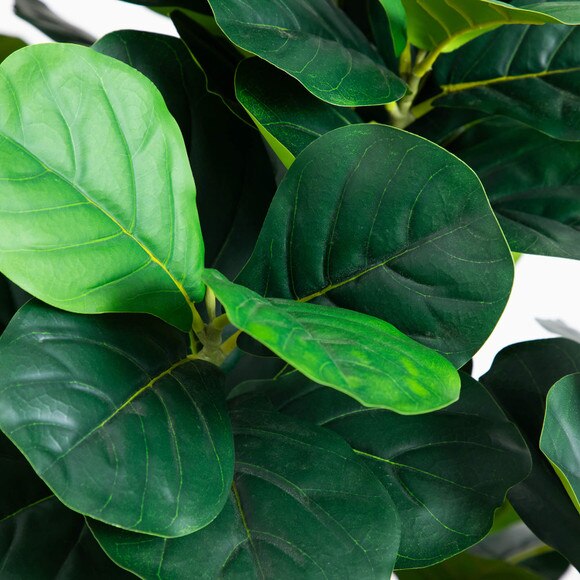 6 Artificial Grand Fiddle Leaf Tree in White Decorative Planter - SKU #T4963 - 2