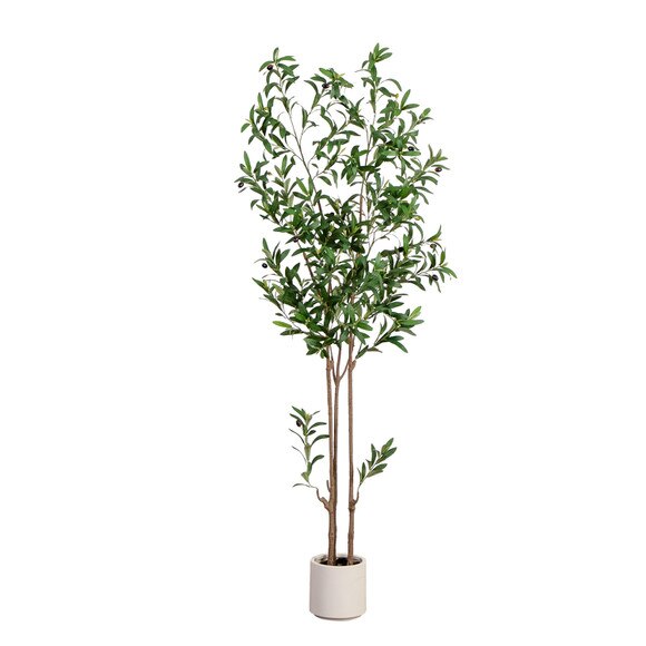 6 Artificial Minimalist Olive Tree in White Decorative Planter - SKU #T4965