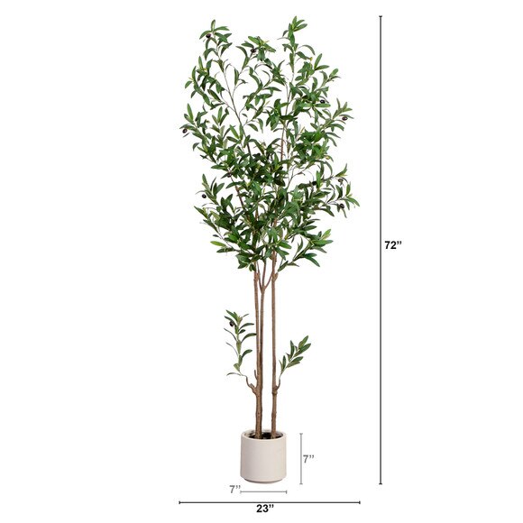 6 Artificial Minimalist Olive Tree in White Decorative Planter - SKU #T4965 - 1