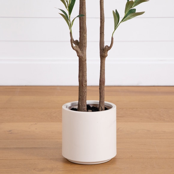 6 Artificial Minimalist Olive Tree in White Decorative Planter - SKU #T4965 - 12