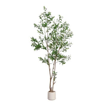 7 Artificial Minimalist Olive Tree in White Decorative Planter - SKU #T4966