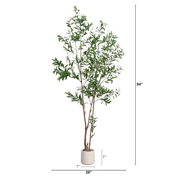 7 Artificial Minimalist Olive Tree in White Decorative Planter - SKU #T4966 - 1