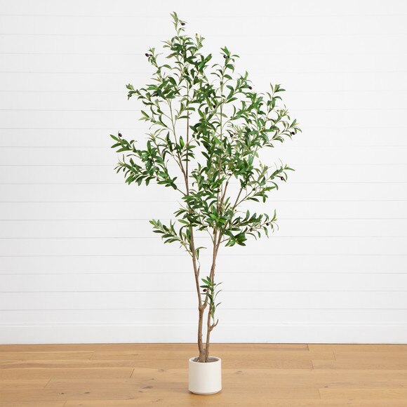 7 Artificial Minimalist Olive Tree in White Decorative Planter - SKU #T4966 - 12