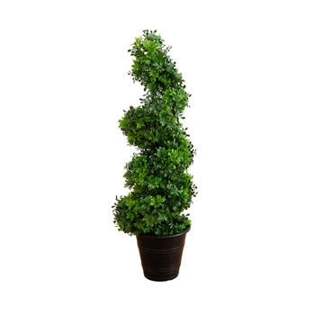 3 UV Resistant Boxwood Spiral Topiary Artificial Tree in Decorative Planter Indoor/Outdoor - SKU #T4983