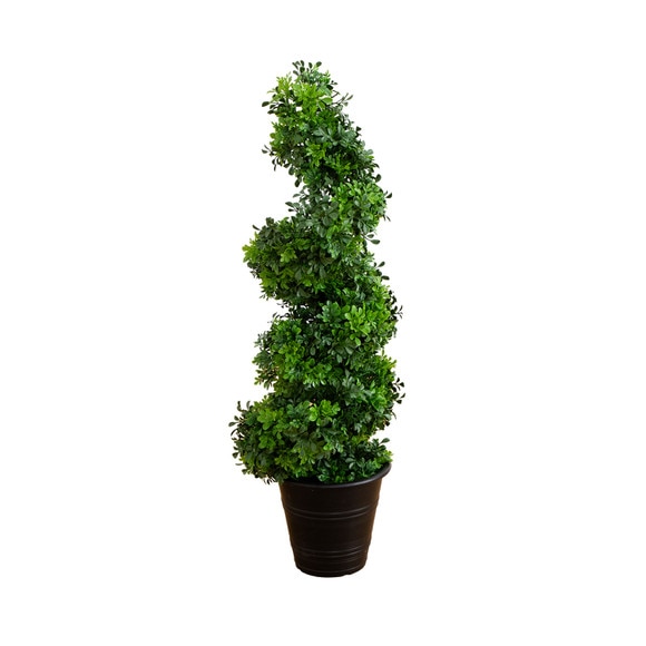 3 UV Resistant Boxwood Spiral Topiary Artificial Tree in Decorative Planter Indoor/Outdoor - SKU #T4983