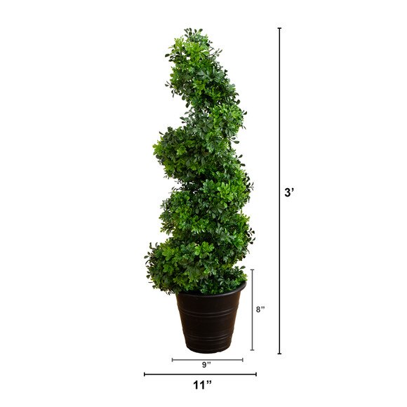 3 UV Resistant Boxwood Spiral Topiary Artificial Tree in Decorative Planter Indoor/Outdoor - SKU #T4983 - 1