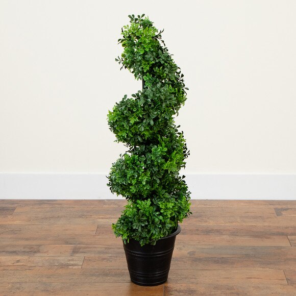 3 UV Resistant Boxwood Spiral Topiary Artificial Tree in Decorative Planter Indoor/Outdoor - SKU #T4983 - 4