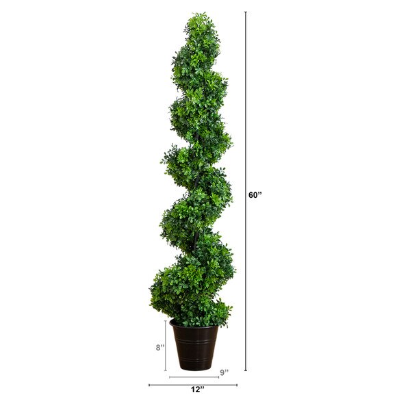 5 UV Resistant Boxwood Spiral Topiary Artificial Tree in Decorative Planter Indoor/Outdoor - SKU #T4984 - 1