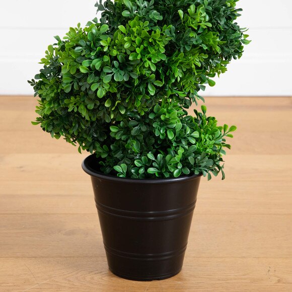5 UV Resistant Boxwood Spiral Topiary Artificial Tree in Decorative Planter Indoor/Outdoor - SKU #T4984 - 3