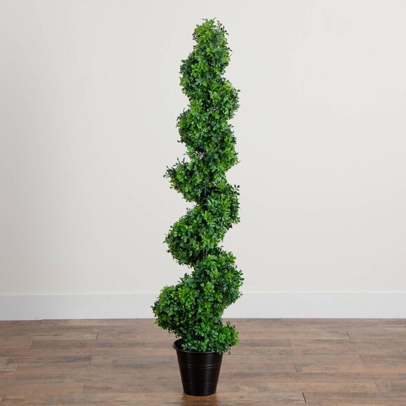 5 UV Resistant Boxwood Spiral Topiary Artificial Tree in Decorative Planter Indoor/Outdoor - SKU #T4984 - 7