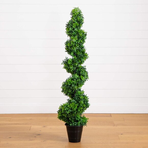 5 UV Resistant Boxwood Spiral Topiary Artificial Tree in Decorative Planter Indoor/Outdoor - SKU #T4984 - 8