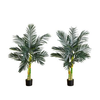 4 Artificial Double Stalk Golden Cane Palm Tree- Set of 2 - SKU #T4996