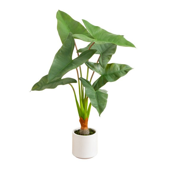 3.5 Artificial Arrowhead Philodendron in White Decorative Planter - SKU #T4997