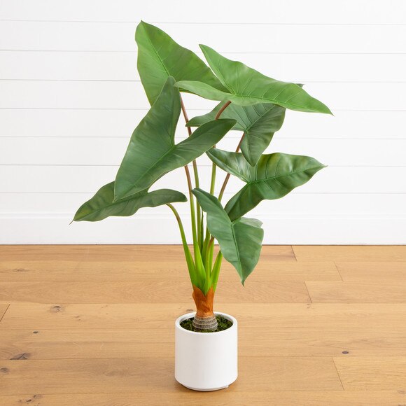 3.5 Artificial Arrowhead Philodendron in White Decorative Planter - SKU #T4997 - 7