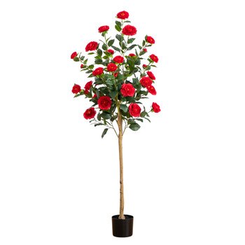 5 Artificial Red Camellia Rose Tree - SKU #T5000