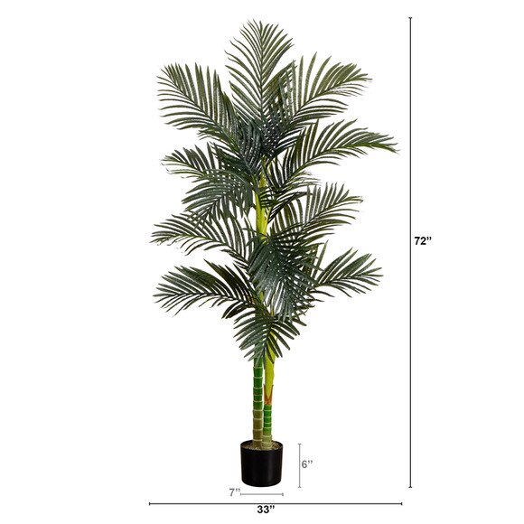 6 Artificial Double Stalk Golden Cane Palm Tree - SKU #T5006 - 1