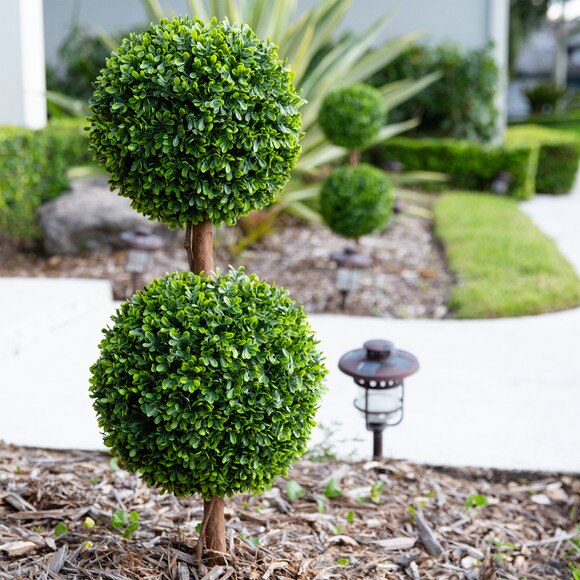 3 UV Resistant Artificial Double Ball Boxwood Topiary with Integrated Ground Stake - SKU #T5014 - 7