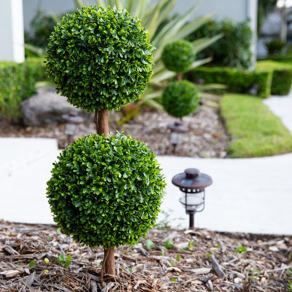 3 UV Resistant Artificial Double Ball Boxwood Topiary with Integrated Ground Stake - SKU #T5014 - 8