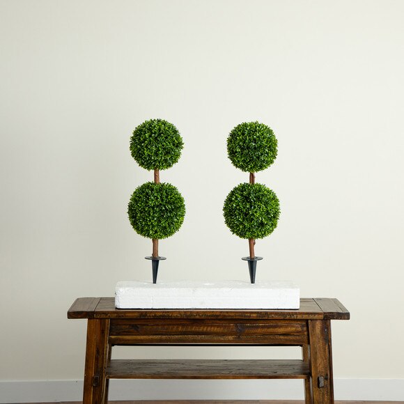 3 UV Resistant Artificial Double Ball Boxwood Topiary with Integrated Ground Stake - SKU #T5014 - 9